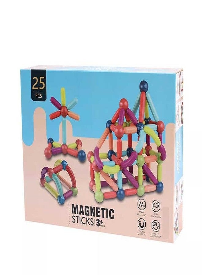 Ixora 25 pcs 3D Construction Building Blocks Magnet Stacking Toys Puzzle Games Colorful Magnetic Sticks and Balls Sets Montessori Educational Learning Toys for Kids Boys - Image 1